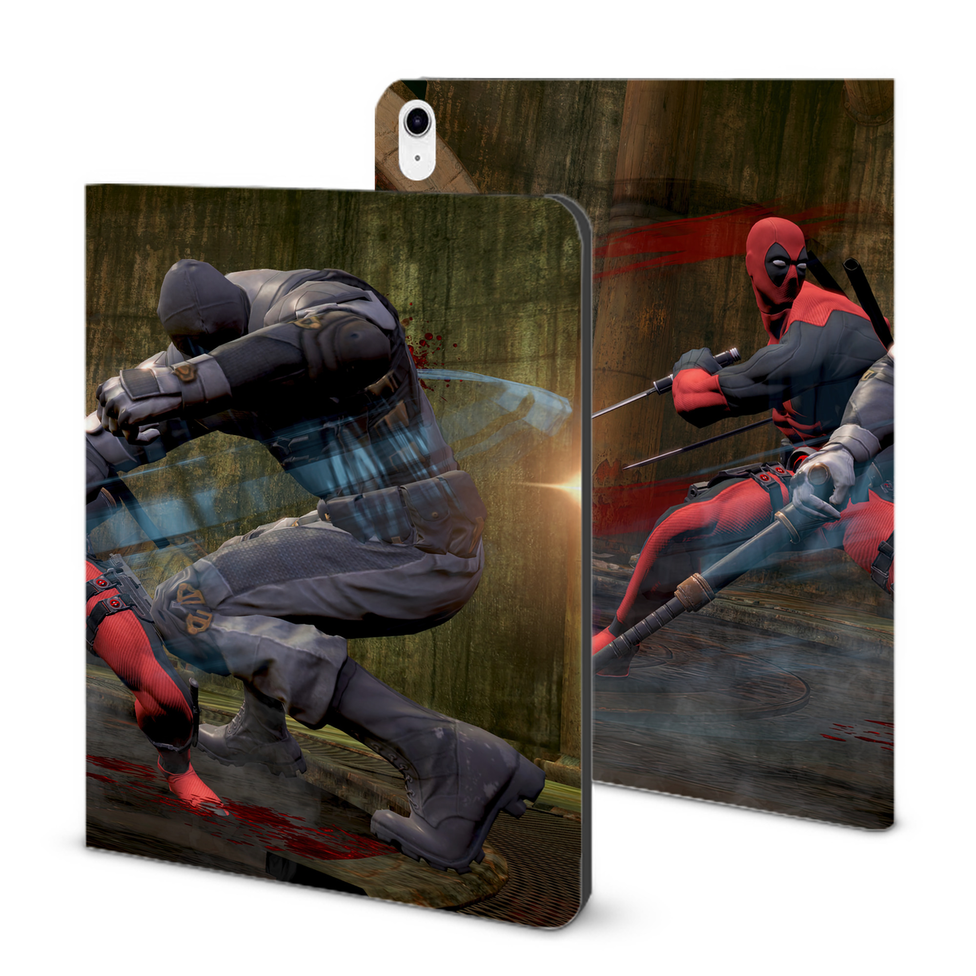 （画像用） Deadpool デッドプール IPad ケース ブック型 PUレザー TPU 耐衝撃 軽量 薄型 ペン収納なし 全面保護 IPad 各モデル対応